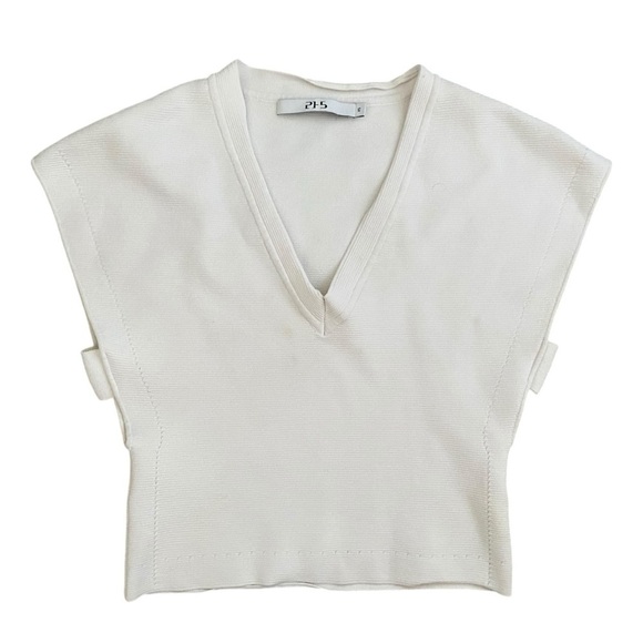 PH5 White Cutout Open Side Tshirt Top Ribbed Size XS V Neck Y2K Sold Out Stretch - Picture 1 of 9